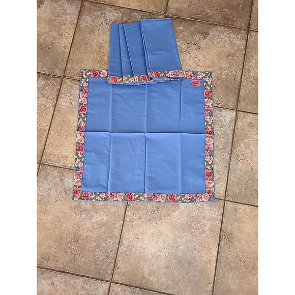 Pier 1 Imports FloralTrim 100% Cotton Napkins Set of 5 royal blue 20" - Picture 3 of 5